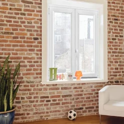GoodHome Fenêtre 2 vantaux oscillo-battante, tirant droit double vitrage en PVC blanc l.95 x H.128 cm- Fenêtre Pvc