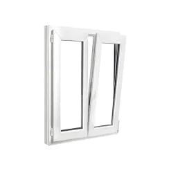 GoodHome Fenêtre 2 vantaux oscillo-battante, tirant droit double vitrage en PVC blanc l.95 x H.128 cm- Fenêtre Pvc