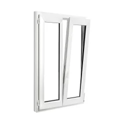 GoodHome Fenêtre Pvc<Fenêtre 2 vantaux oscillo-battante, tirant droit double vitrage en PVC blanc l.95 x H.138 cm