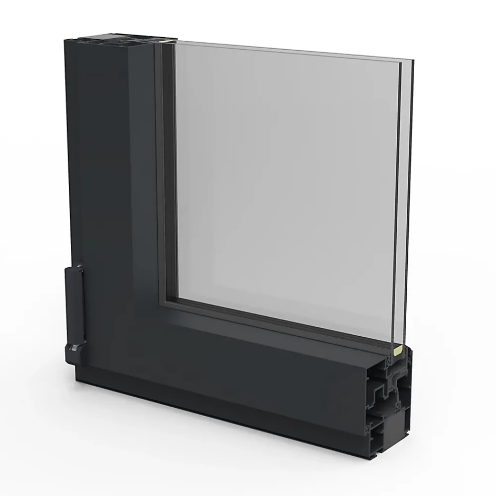 GoodHome Fenêtre Aluminium<Fenêtre 2 vantaux oscillo-battante, tirant droit double vitrage en aluminium gris l.103 x H.137 cm