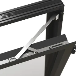 GoodHome Fenêtre Aluminium<Fenêtre 2 vantaux oscillo-battante, tirant droit double vitrage en aluminium gris l.103 x H.137 cm
