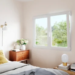 GoodHome Fenêtre Pvc<Fenêtre 2 vantaux oscillo-battante, tirant droit double vitrage en PVC blanc l.125 x H.138 cm