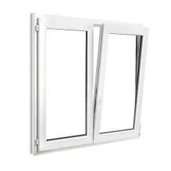 GoodHome Fenêtre Pvc<Fenêtre 2 vantaux oscillo-battante, tirant droit double vitrage en PVC blanc l.125 x H.138 cm