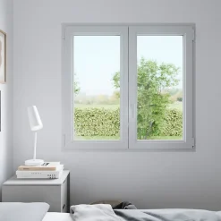 GoodHome Fenêtre Pvc<Fenêtre 2 vantaux oscillo-battante, tirant droit double vitrage en PVC blanc l.95 x H.158 cm