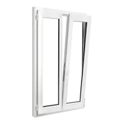 GoodHome Fenêtre Pvc<Fenêtre 2 vantaux oscillo-battante, tirant droit double vitrage en PVC blanc l.95 x H.158 cm