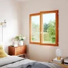 GoodHome Fenêtre 2 vantaux tirant droit double vitrage en bois marron l.125 x H.97,8 cm- Fenêtre Bois