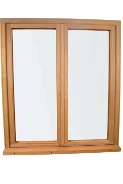 GoodHome Fenêtre 2 vantaux tirant droit double vitrage en bois marron l.125 x H.97,8 cm- Fenêtre Bois