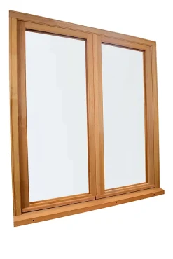 GoodHome Fenêtre 2 vantaux tirant droit double vitrage en bois marron l.125 x H.117,8 cm- Fenêtre Bois