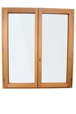 GoodHome Fenêtre 2 vantaux tirant droit double vitrage en bois marron l.125 x H.117,8 cm- Fenêtre Bois