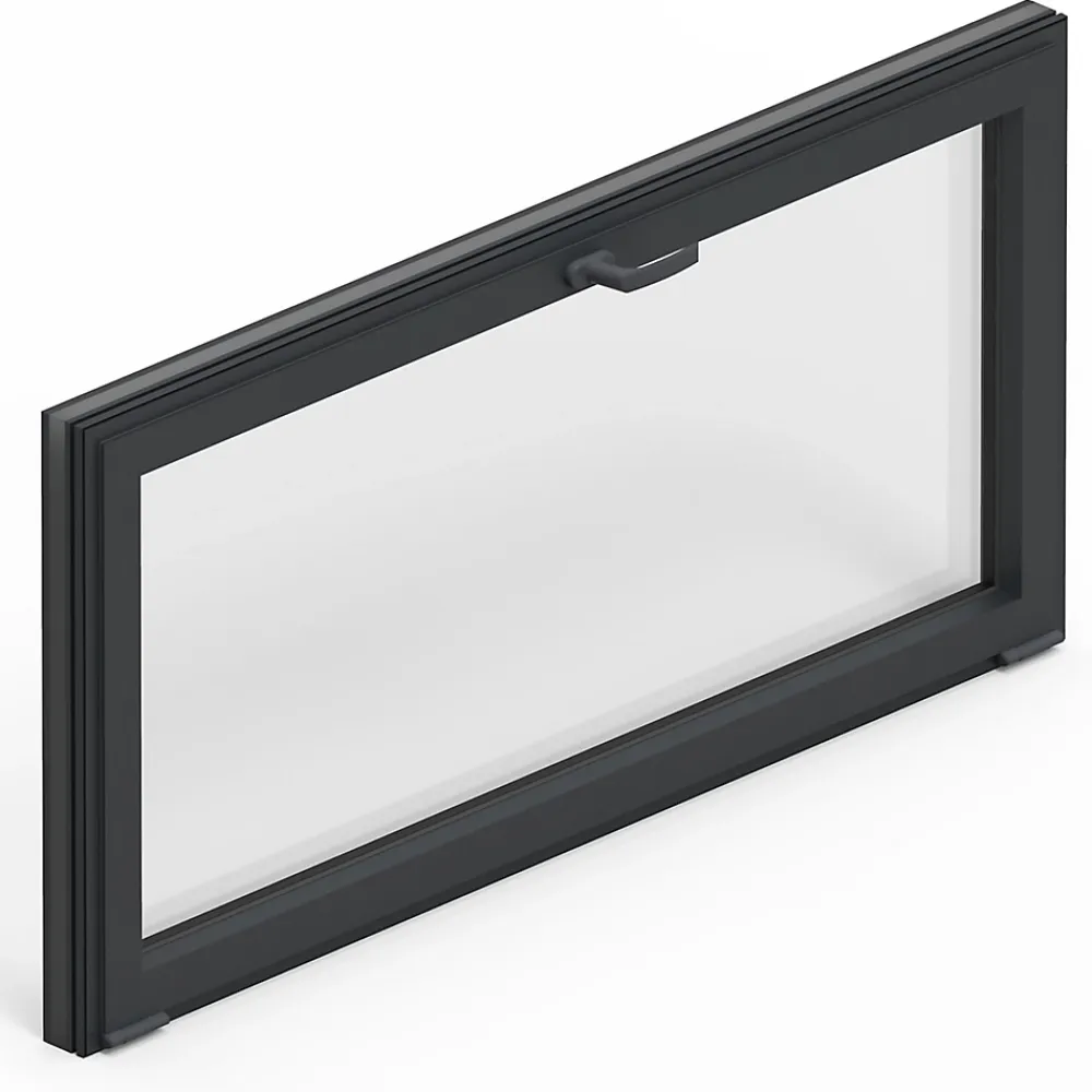 GoodHome Fenêtre Aluminium<Fenêtre abattante par le haut double vitrage en aluminium gris l.103 x H.47 cm
