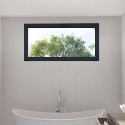 GoodHome Fenêtre abattante par le haut double vitrage en aluminium gris l.123 x H.47 cm- Fenêtre Aluminium