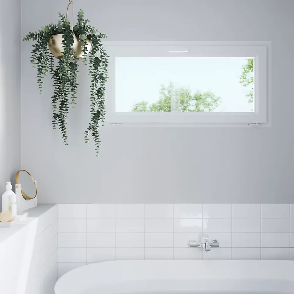 GoodHome Fenêtre abattante par le haut double vitrage en PVC blanc l.85 x H.48 cm- Fenêtre Pvc