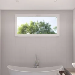 GoodHome Fenêtre Aluminium<Fenêtre abattante par le haut double vitrage en aluminium blanc l.103 x H.47 cm