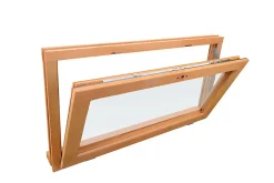 GoodHome Fenêtre abattante par le haut double vitrage en bois marron l.125 x H.47,8 cm- Fenêtre Bois