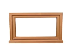 GoodHome Fenêtre abattante par le haut double vitrage en bois marron l.125 x H.47,8 cm- Fenêtre Bois