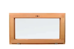 GoodHome Fenêtre abattante par le haut double vitrage en bois marron l.125 x H.47,8 cm- Fenêtre Bois