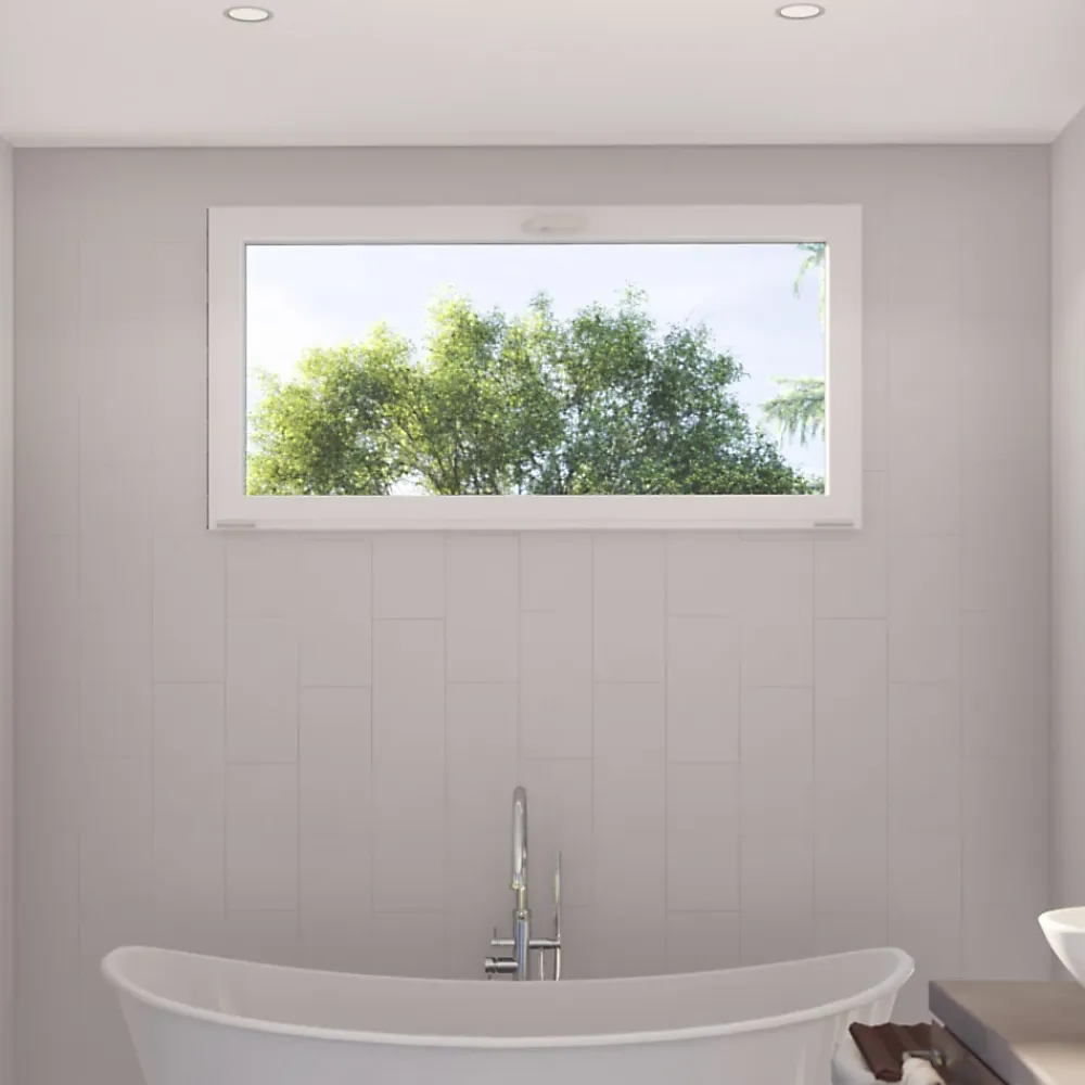GoodHome Fenêtre Aluminium<Fenêtre abattante par le haut double vitrage en aluminium blanc l.63 x H.47 cm