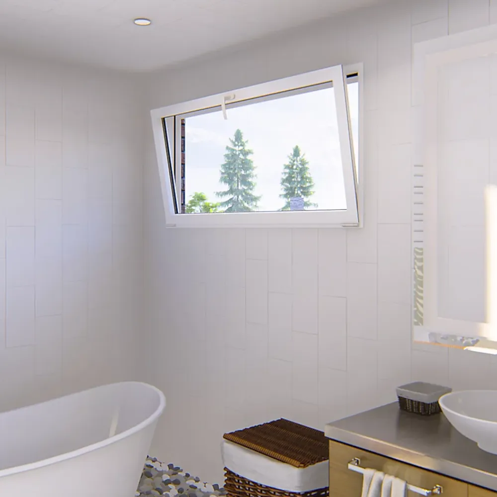 GoodHome Fenêtre Aluminium<Fenêtre abattante par le haut double vitrage en aluminium blanc l.63 x H.47 cm