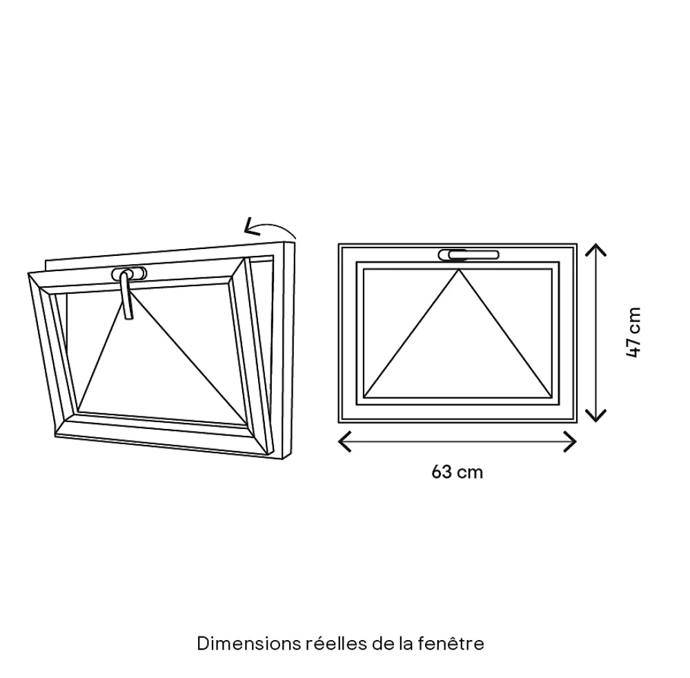 GoodHome Fenêtre Aluminium<Fenêtre abattante par le haut double vitrage en aluminium blanc l.63 x H.47 cm