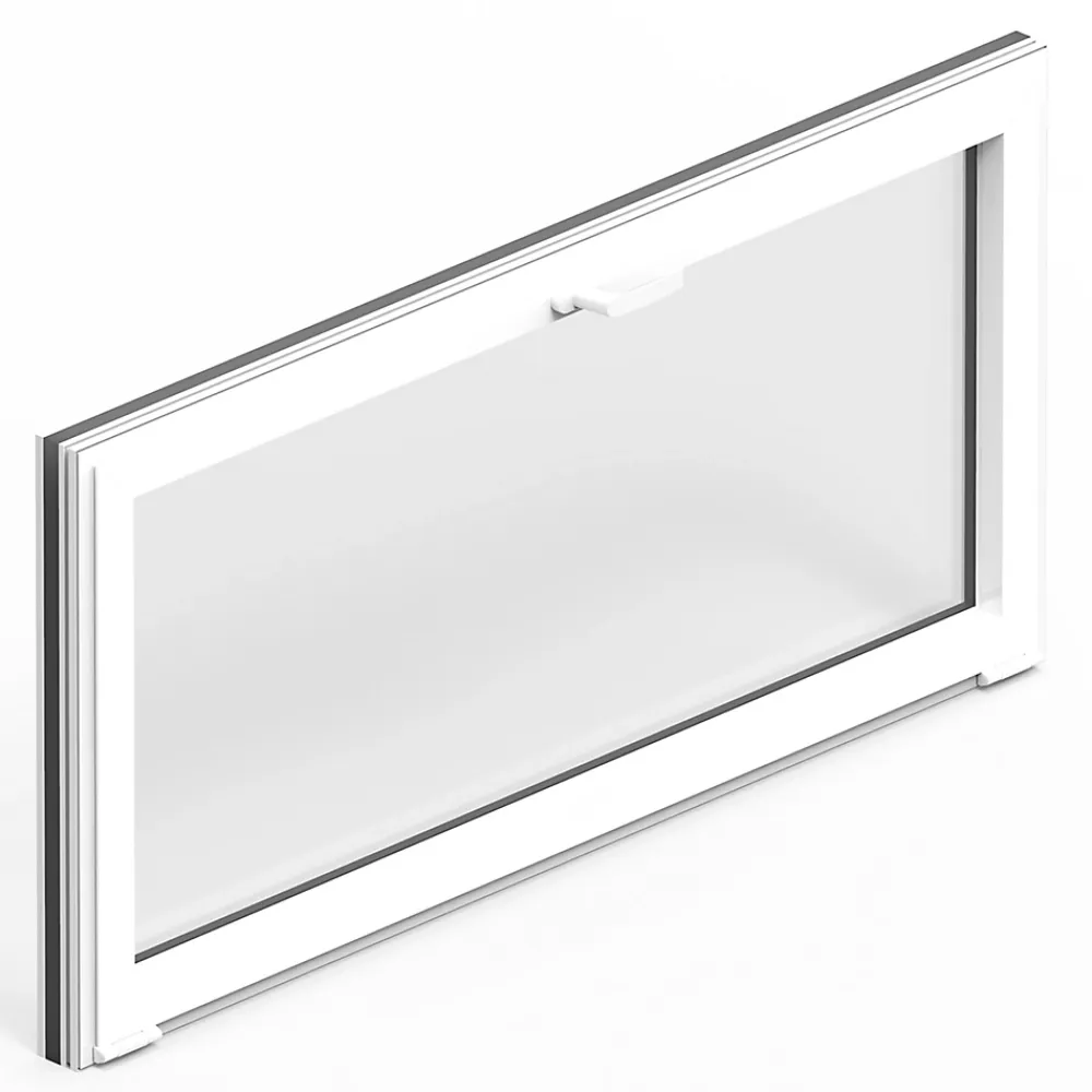 GoodHome Fenêtre abattante par le haut double vitrage en aluminium blanc l.83 x H.47 cm- Fenêtre Aluminium