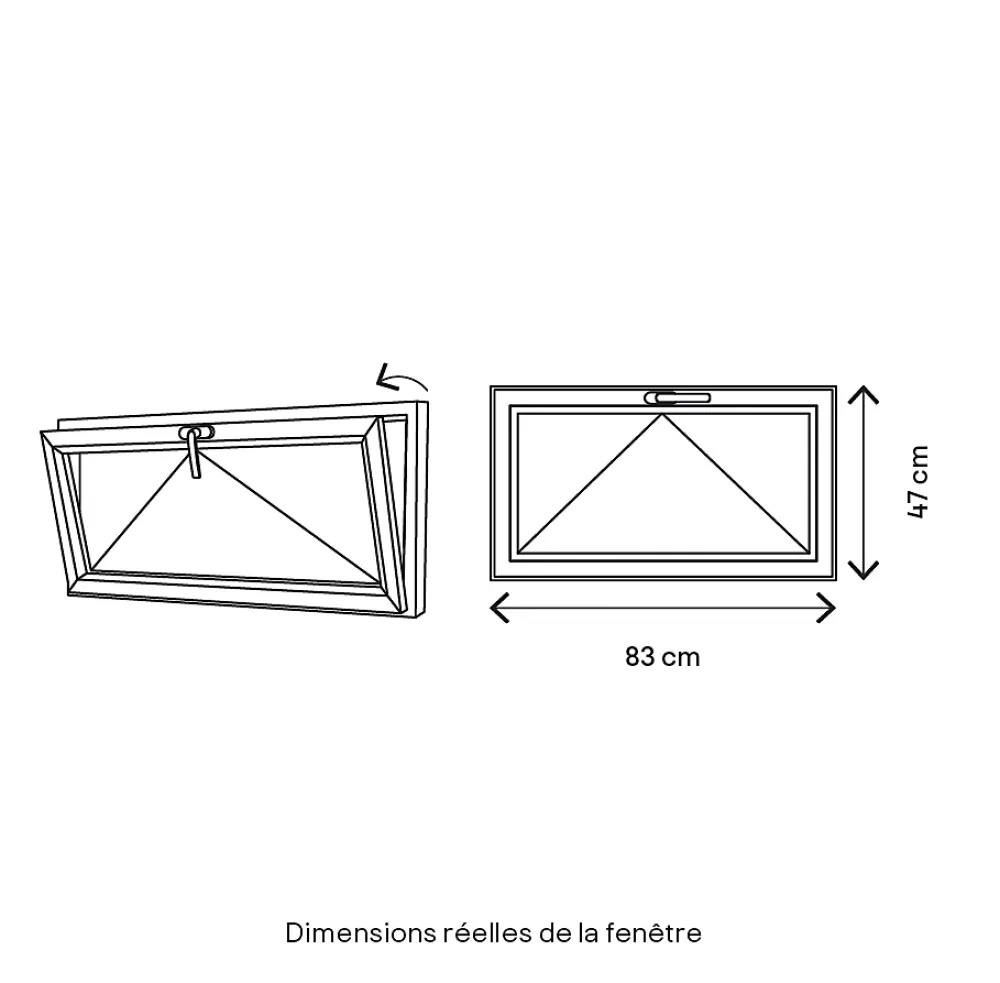 GoodHome Fenêtre abattante par le haut double vitrage en aluminium blanc l.83 x H.47 cm- Fenêtre Aluminium
