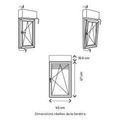 GoodHome Fenêtre Aluminium<Fenêtre alu 1 vantail oscillo-battant + volet roulant électrique gris - l.40 x h.65 cm, tirant droit