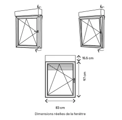 GoodHome Fenêtre alu 1 vantail oscillo-battant + volet roulant électrique gris - l.80 x h.95 cm, tirant gauche- Fenêtre Aluminium