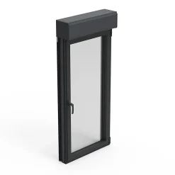GoodHome Fenêtre alu 1 vantail oscillo-battant + volet roulant électrique gris - l.80 x h.95 cm, tirant gauche- Fenêtre Aluminium