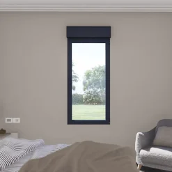 GoodHome Fenêtre Aluminium<Fenêtre alu 1 vantail oscillo-battant + volet roulant électrique gris - l.60 x h.75 cm, tirant droit