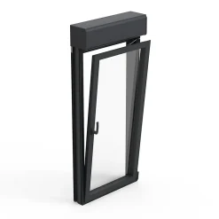 GoodHome Fenêtre alu 1 vantail oscillo-battant + volet roulant électrique gris - l.80 x h.95 cm, tirant droit- Fenêtre Aluminium