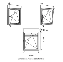 GoodHome Fenêtre alu 1 vantail oscillo-battant + volet roulant électrique gris - l.80 x h.95 cm, tirant droit- Fenêtre Aluminium
