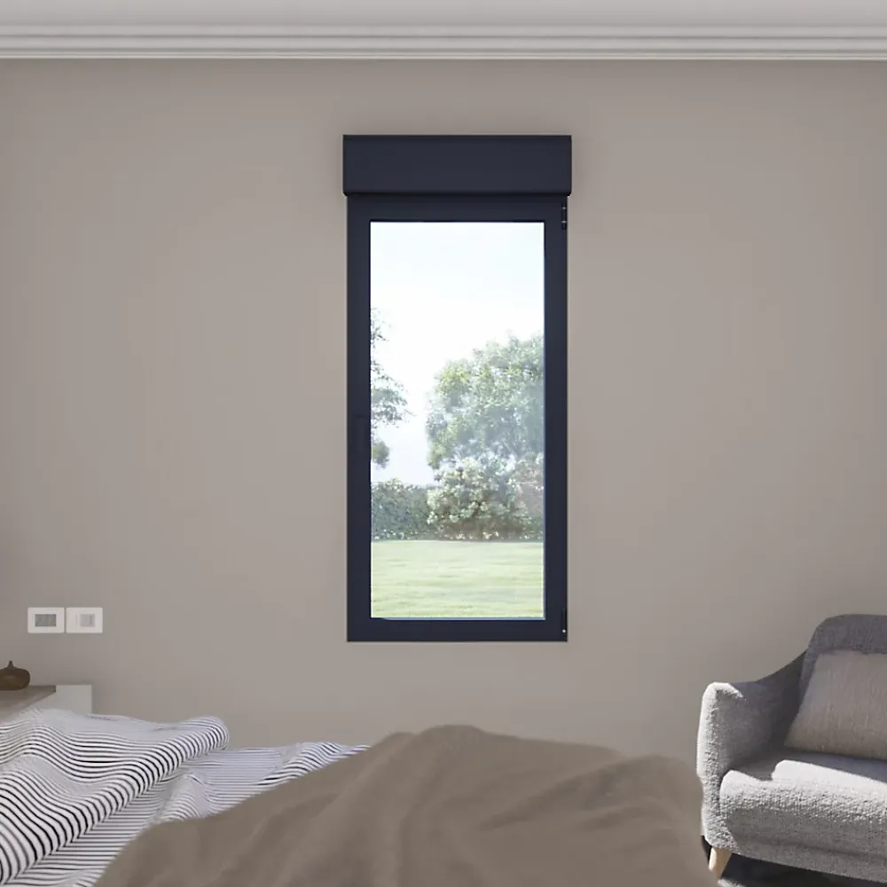 GoodHome Fenêtre alu 1 vantail oscillo-battant + volet roulant électrique gris - l.60 x h.115 cm, tirant gauche- Fenêtre Aluminium