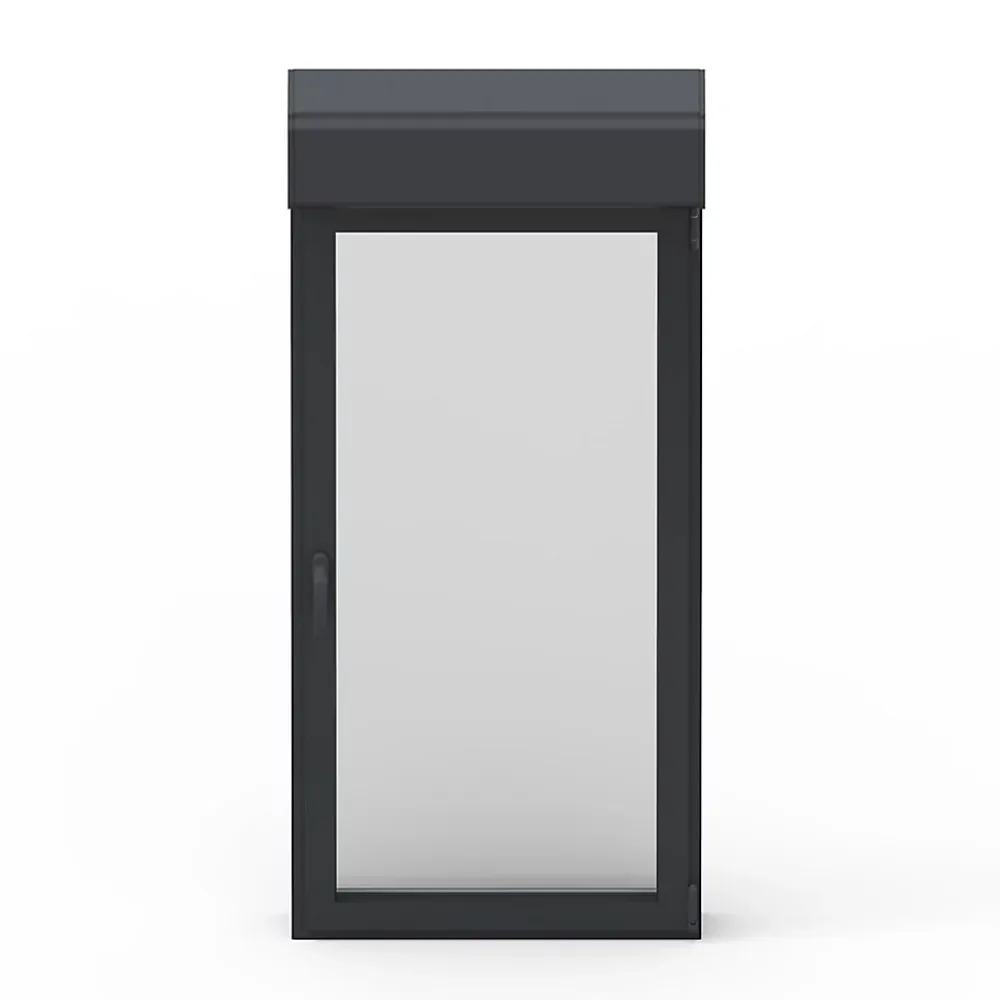 GoodHome Fenêtre alu 1 vantail oscillo-battant + volet roulant électrique gris - l.60 x h.115 cm, tirant gauche- Fenêtre Aluminium