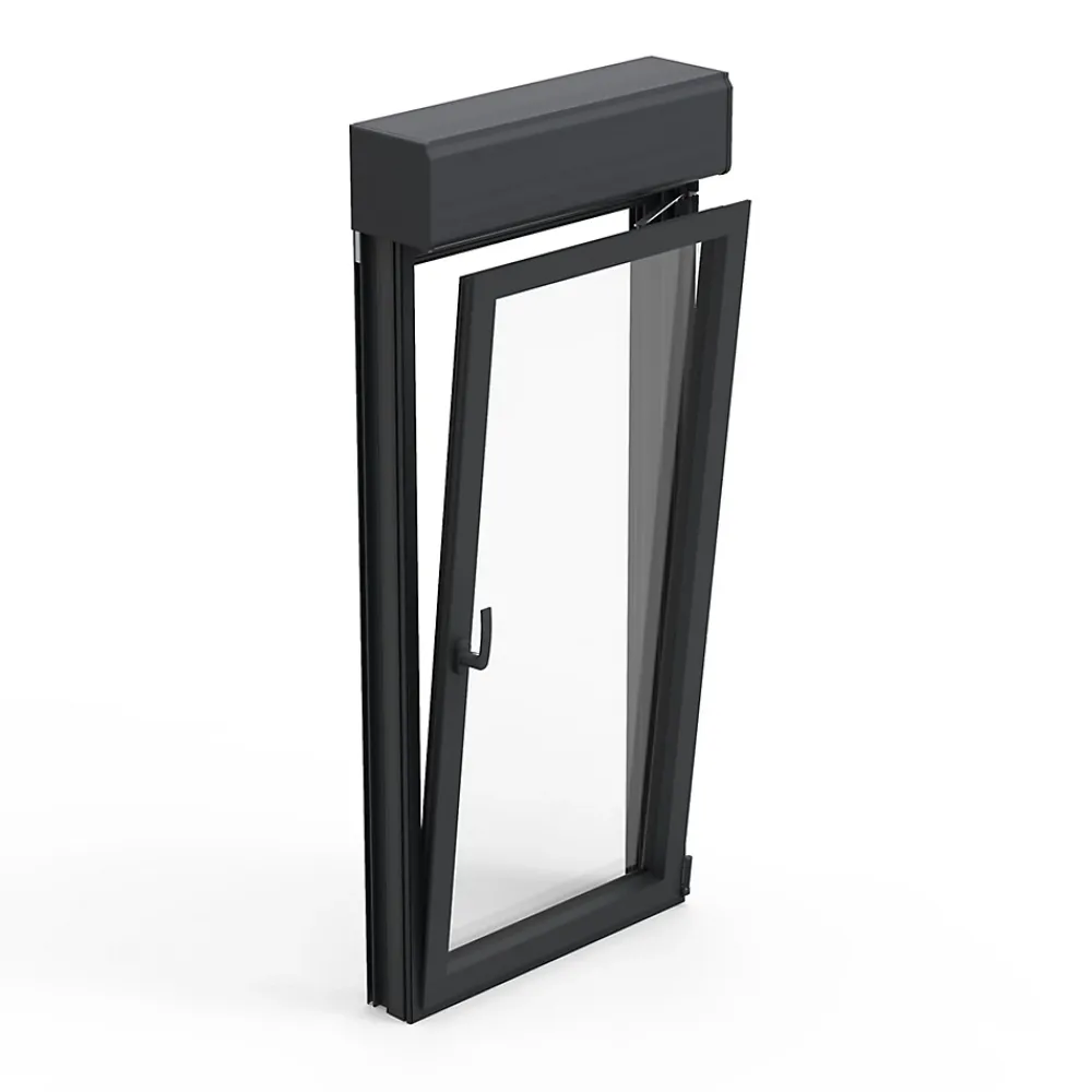 GoodHome Fenêtre alu 1 vantail oscillo-battant + volet roulant électrique gris - l.60 x h.115 cm, tirant gauche- Fenêtre Aluminium