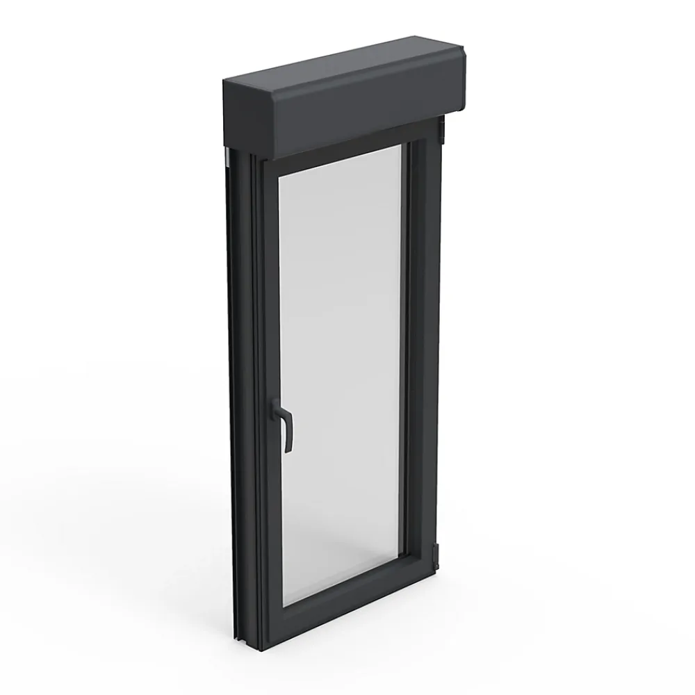 GoodHome Fenêtre alu 1 vantail oscillo-battant + volet roulant électrique gris - l.60 x h.115 cm, tirant gauche- Fenêtre Aluminium