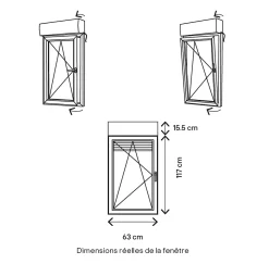 GoodHome Fenêtre alu 1 vantail oscillo-battant + volet roulant électrique gris - l.60 x h.115 cm, tirant gauche- Fenêtre Aluminium