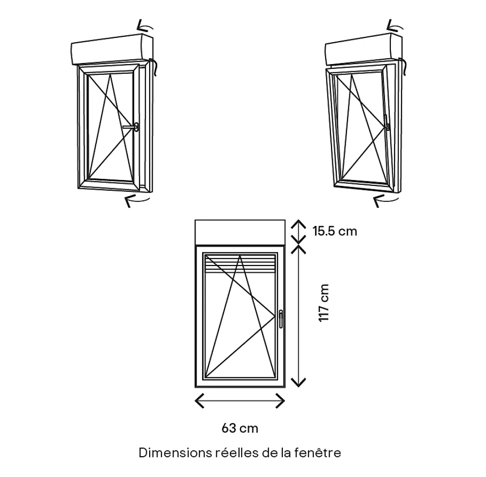 GoodHome Fenêtre alu 1 vantail oscillo-battant + volet roulant électrique gris - l.60 x h.115 cm, tirant gauche- Fenêtre Aluminium