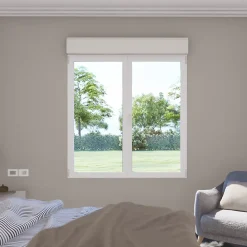 GoodHome Fenêtre Aluminium<Fenêtre alu 2 vantaux oscillo-battant + volet roulant électrique blanc - l.100 x h.125 cm