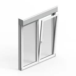 GoodHome Fenêtre Aluminium<Fenêtre alu 2 vantaux oscillo-battant + volet roulant électrique blanc - l.100 x h.125 cm