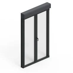 GoodHome Fenêtre alu 2 vantaux oscillo-battant + volet roulant électrique gris - l.100 x h.115 cm- Fenêtre Aluminium