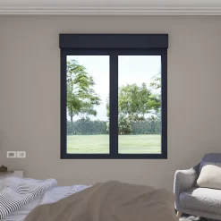 GoodHome Fenêtre Aluminium<Fenêtre alu 2 vantaux oscillo-battant + volet roulant électrique gris - l.120 x h.115 cm