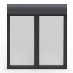 GoodHome Fenêtre Aluminium<Fenêtre alu 2 vantaux oscillo-battant + volet roulant électrique gris - l.120 x h.115 cm