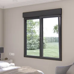 GoodHome Fenêtre Aluminium<Fenêtre alu 2 vantaux oscillo-battant + volet roulant électrique gris - l.120 x h.115 cm