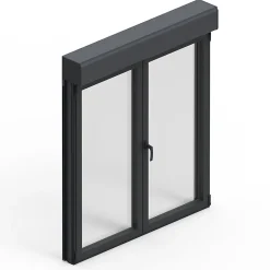 GoodHome Fenêtre Aluminium<Fenêtre alu 2 vantaux oscillo-battant + volet roulant électrique gris - l.120 x h.115 cm