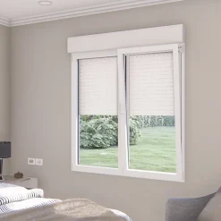 GoodHome Fenêtre Aluminium<Fenêtre alu 2 vantaux oscillo-battant + volet roulant électrique blanc - l.120 x h.105 cm