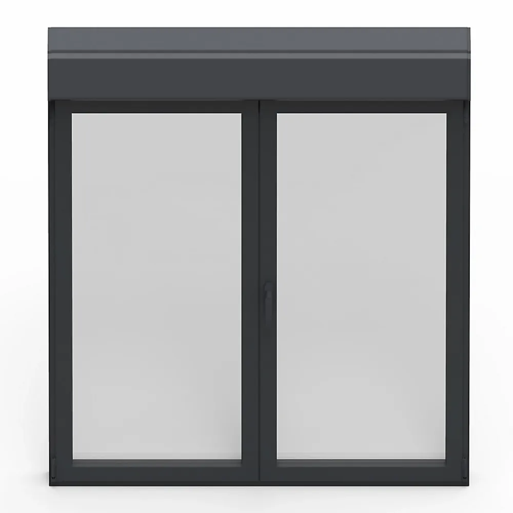 GoodHome Fenêtre Aluminium<Fenêtre alu 2 vantaux oscillo-battant + volet roulant électrique gris - l.100 x h.125 cm
