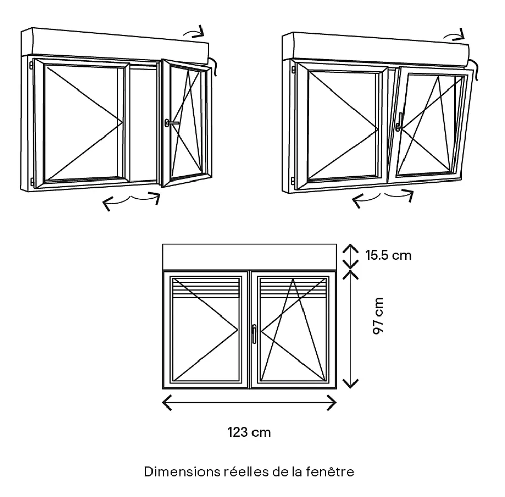 GoodHome Fenêtre alu 2 vantaux oscillo-battant + volet roulant électrique blanc - l.120 x h.95 cm- Fenêtre Aluminium