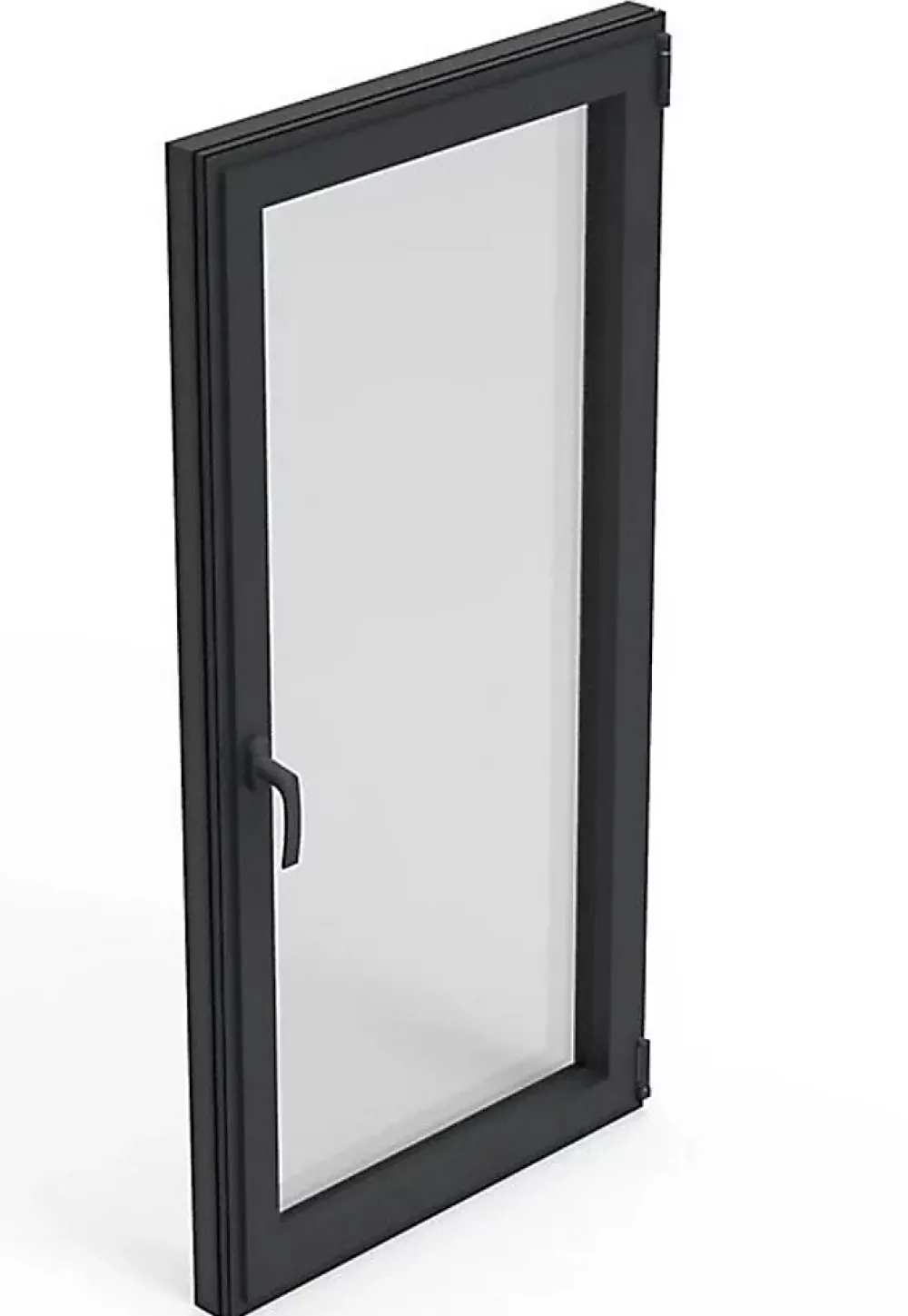 3 in 1 Fenêtre Aluminium avec 1 ventail ouvrant RAL 7016 ( L.: 100 cm x H.: 200 cm)- Fenêtre Aluminium