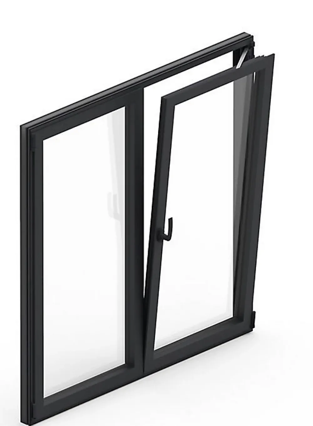 3 in 1 Fenêtre Aluminium<Fenêtre Aluminium deux cadres double ouvrant RAL 7016 ( L.: 180 cm x H.: 180 cm)