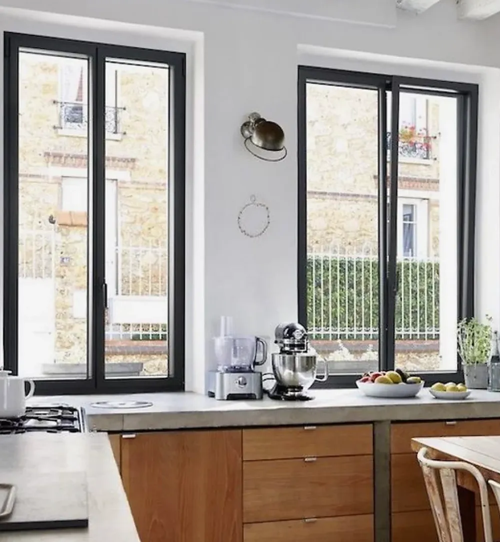 3 in 1 Fenêtre Aluminium<Fenêtre Aluminium deux cadres double ouvrant RAL 7016 ( L.: 180 cm x H.: 180 cm)